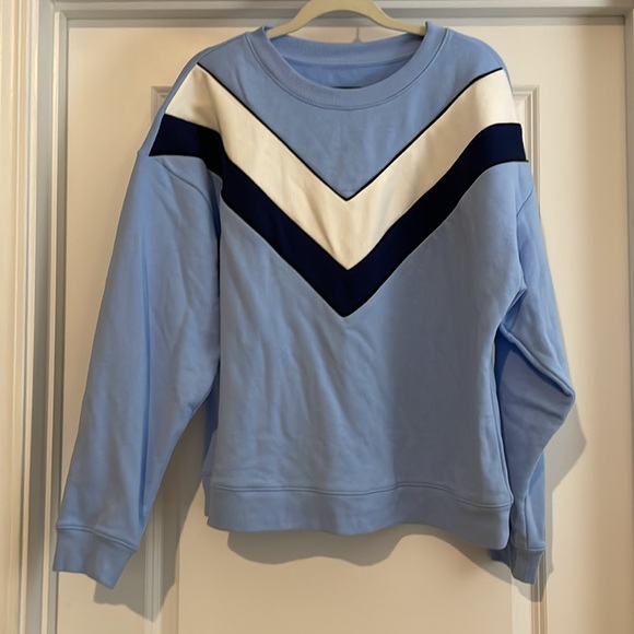 Maeve blue V-Striped Sweatshirt women’s L - Picture 3 of 6